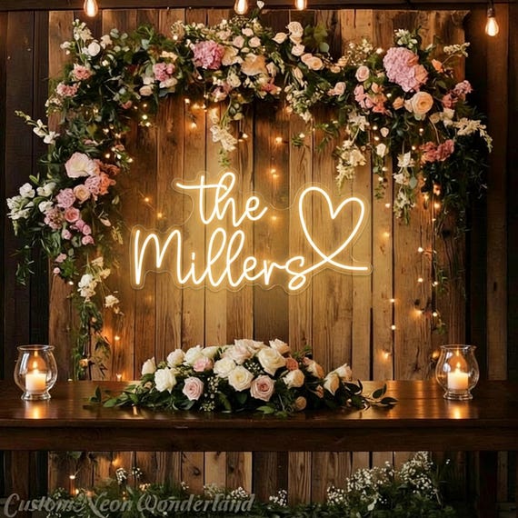 Custom Wedding Neon Sign, Personalized Name Neon Light, LED Wedding Sign for Backdrop,Couple Name Sign Battery Operated,Reception Wall Decor