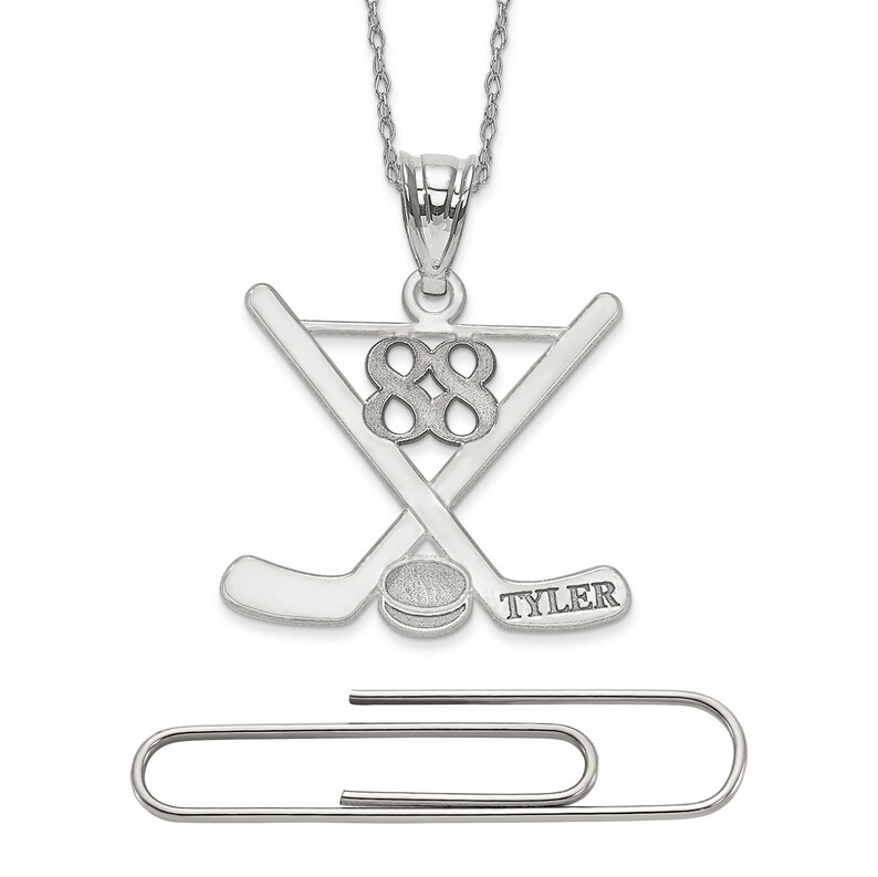 Sterling Silver Gold Plated Personalized With Name and Number Hockey