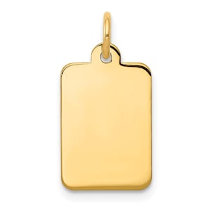 Solid 14k yellow gold plain .013 gauge rectangular disc customize personalize engravable charm pendant jewelry gifts for women or men
