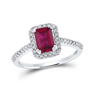10k white gold womens emerald synthetic ruby solitaire ring 1-3/4 cttw, womens size: 5-10