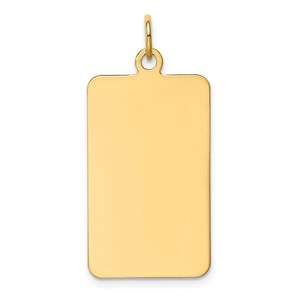 Solid 14k yellow gold plain .011 gauge rectangular disc customize personalize engravable charm pendant jewelry gifts for women or men