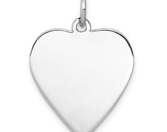 Solid 925 sterling silver heart polished front back disc customize personalize engravable charm pendant jewelry gifts for women or men
