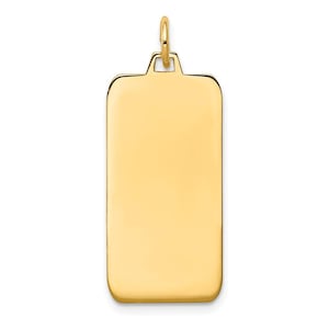 Solid 14k yellow gold plain .011 gauge rectangular disc customize personalize engravable charm pendant jewelry gifts for women or men