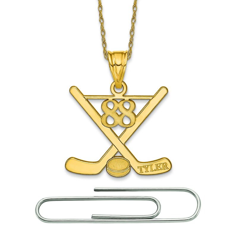 Sterling Silver Gold Plated Personalized With Name and Number Hockey