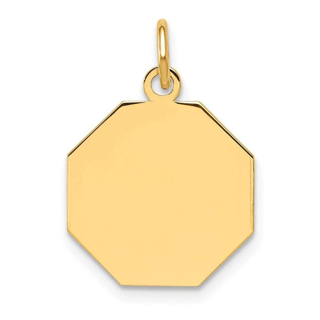 Kryptonian Octagonal Disc Solid 14k Yellow Gold Plain .018 Gauge Octagonal Disc Customize ...