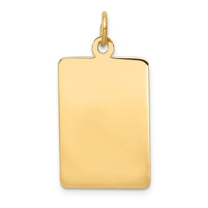 Solid 14k yellow gold plain .027 gauge rectangular disc customize personalize engravable charm pendant jewelry gifts for women or men