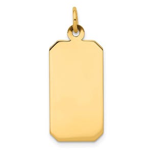 Solid 14k yellow gold plain .011 gauge rectangular disc customize personalize engravable charm pendant jewelry gifts for women or men