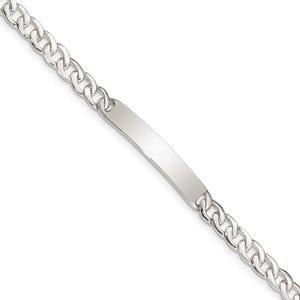 May include: A silver chain bracelet with a flat, rectangular tag for engraving.