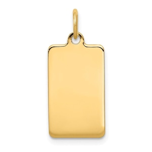 Solid 14k yellow gold plain .011 gauge rectangular disc customize personalize engravable charm pendant jewelry gifts for women or men