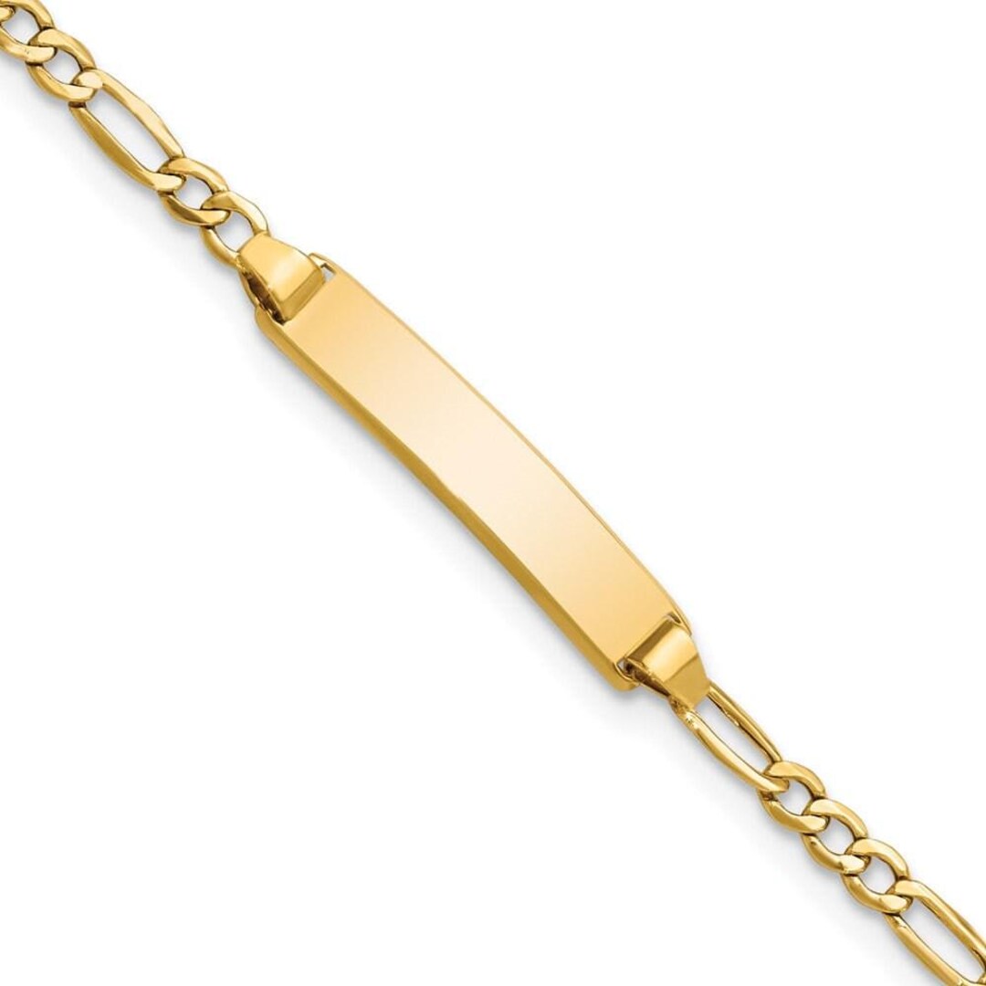 Engravable Personalized Custom 10k Yellow Gold Solid Figaro Link Id 
