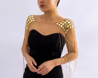 Curb Chain Tassel Glitter Squamous Sequin Shoulder Chain Sequins Of Dramatic Body Chain Clothing Shoulder Tops Chain