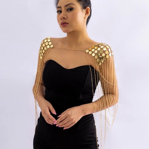 Curb Chain Tassel Glitter Squamous Sequin Shoulder Chain Sequins Of Dramatic Body Chain Clothing Shoulder Tops Chain