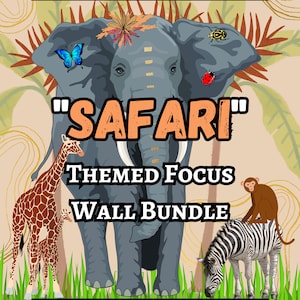Focus Wall Bundle (Safari Theme) | Circle Time Wall | Daycare Learning | Preschool | Homeschool | Early Childhood Learning | ABC's 123's