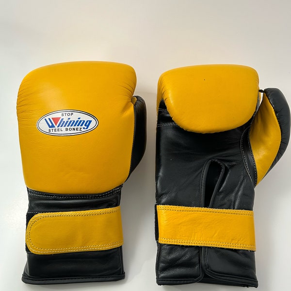 STEEL BONEZ Stop Whining Black and yellow Velcro puncher style gloves