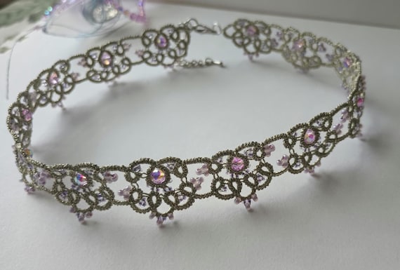 The Secret Garden Choker: Original Designer Lace Jewelry in Berry, Lilac or Pearl, Victorian Gothic