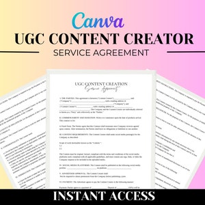 Professional UGC Creator Contract Template, UGC Template, UGC Contract, User Generated Content, Influencer Contract Template, Canva