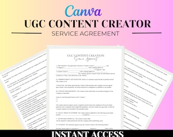 Professional UGC Creator Contract Template, UGC Template, UGC Contract, User Generated Content, Influencer Contract Template, Canva
