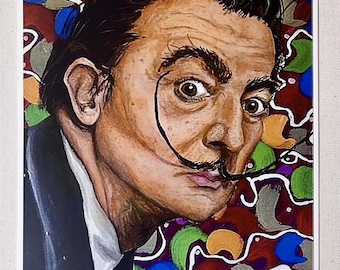 Salvador Dali, Fine Art Print, 8 X 10" Acrylic painting print, Famous Artist, surrealist art, portrait art