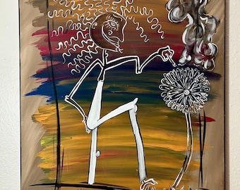 Questionable Consequences - 16x20” acrylic painting, Surreal abstract figurative painting, colorful dreamlike expressionist wall decor