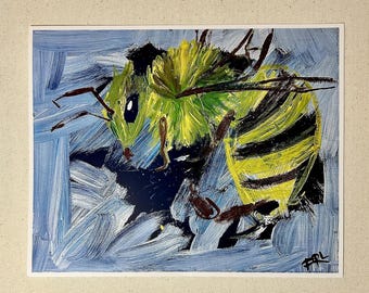 Surrounded, Fine Art Print, 8 X 10" Acrylic painting print, bee / wasp painting , insect art, spiritual art