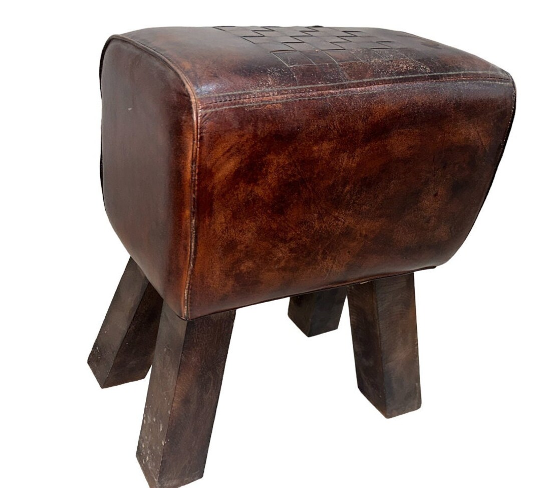 Leather Ottoman Stool, Leather Footrest, Pommel Horse Stool, Ottoman Footstool Etsy