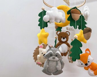 Handmade Felt Woodland Baby Mobile, Nursery Decor