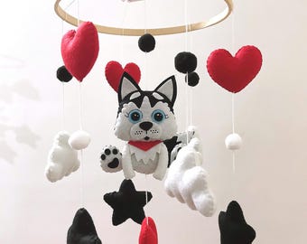 Handmade Dog Baby Mobile, Nursery Crib Decor, Gift for Dog Lovers
