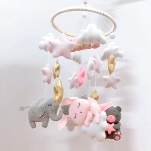 Baby mobile, Funny farm nursery mobile, Farm mobile, Cat/pig/bunny/elephant mobile, baby shower, baby nursery, baby room decor, babyshower