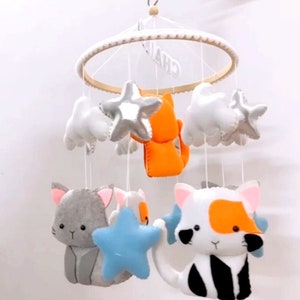 Baby mobile,Cat baby mobile, Kitten nursery mobile, Baby Mobile Meow Meow, baby showerBaby Crib Mobile, Nursery crib mobile, baby room decor