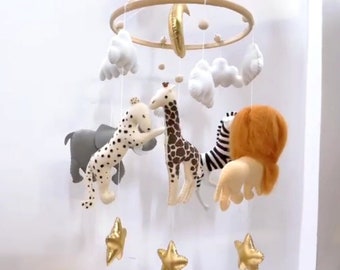 Baby mobile, Jungle nursery mobile, Safari baby mobile, Junge theme nursery cot, baby shower, baby nursery, baby room decor, babyshower