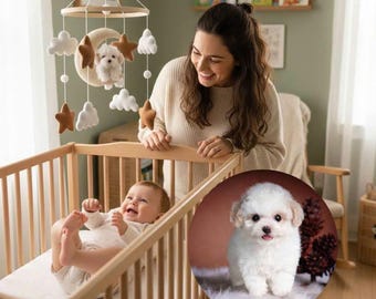 Custom Crochet Dog, Custom Baby Mobile, Crib mobile,  Nursery Decor, Nursery Baby Mobile, baby shower, baby nursery, baby room decor