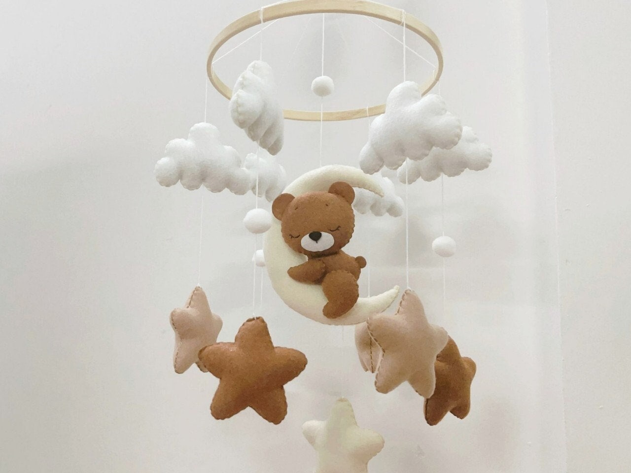Baby mobile, bear on the moon nursery mobile, Bear baby mobile, Sleeping bear, baby shower, baby nursery, baby room decor, babyshower