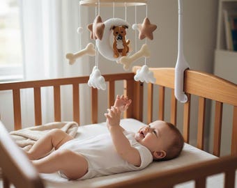 Custom Dog Baby Mobile, Personalized Nursery Decor