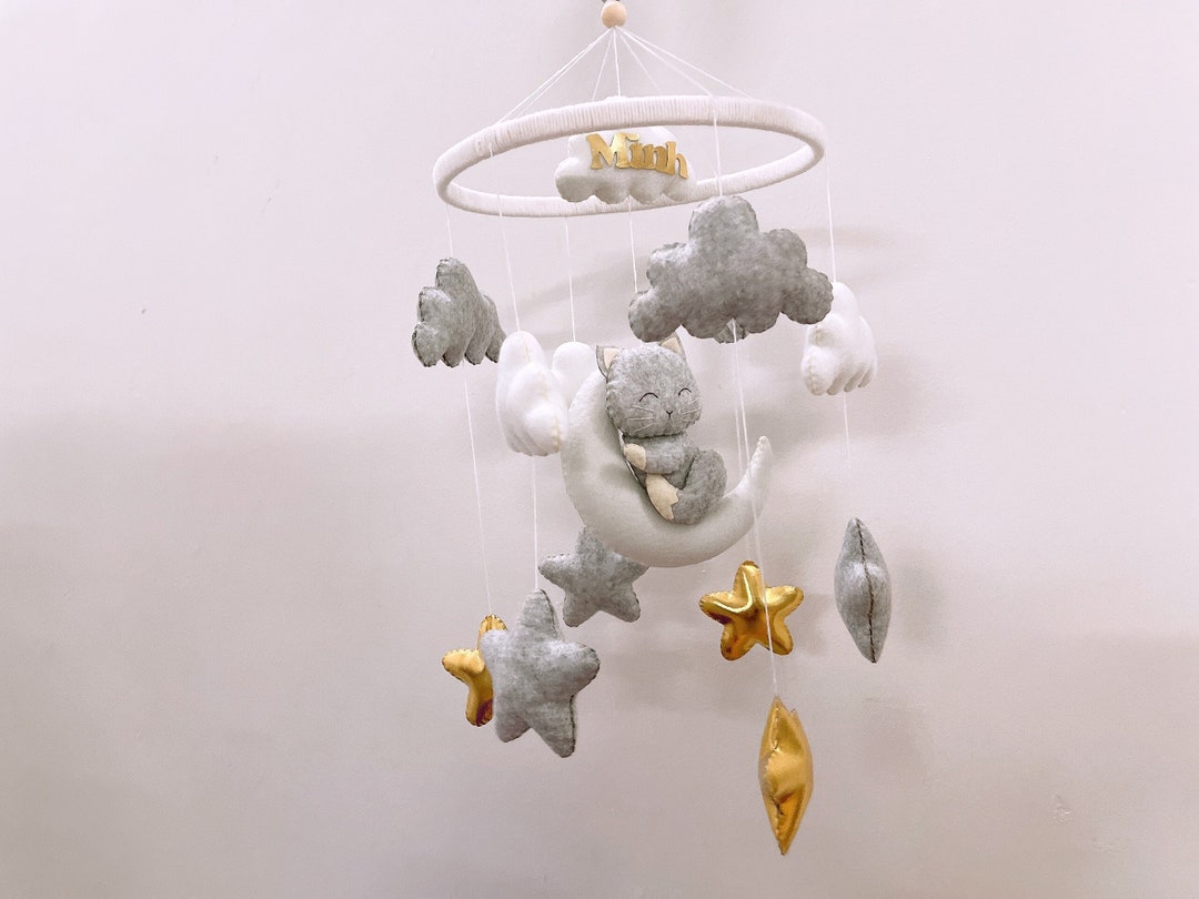 Cat Baby Mobile for Nursery Decor, Baby Shower's Gift, Gift for Cat