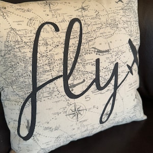 Fly Airplane Pillow Aviation Themed Home Decor Airplane Designer Pillow