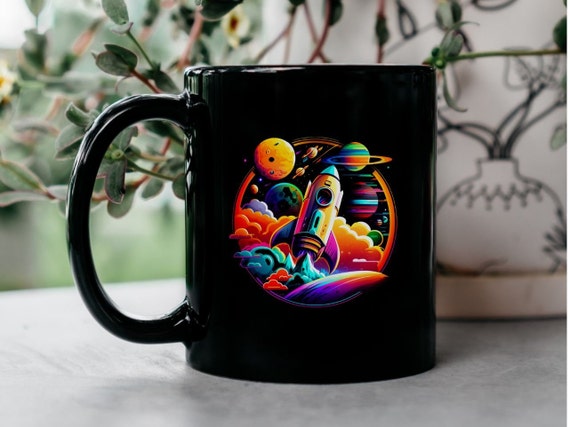 Mug fusée, tasse à café en céramique de 11 oz, tasse spatiale, tasse  planètes, tasse noire, cadeau espace, cadeau astronomie, espace rétro -   Canada