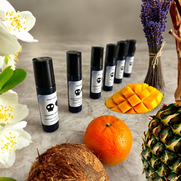 Handcrafted Roll-on Perfume Oil, Jojoba & Vitamin E, Jasmine, Lavender, Sandalwood, Amber, Peach Nectar, Travel-Friendly Luxury Fragrance