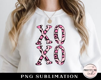 XOXO PNG  Valentine's Day Shirt Sublimation Designs, Pink Leopard Valentine Print, Valentine Day png, Love sublimation, Vday png sublimation