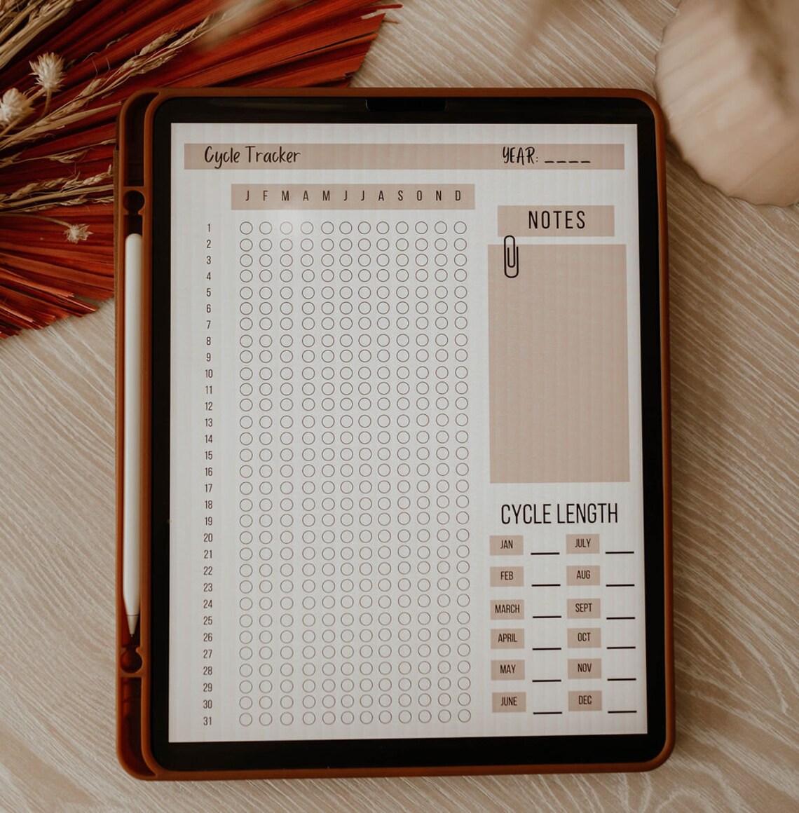 Digital/printable Yearly Cycle Tracker - Etsy