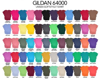 Gildan 500B  Gildan youth Jersey Color Chart // Etsy Color Chart // Tshirt Color Chart
