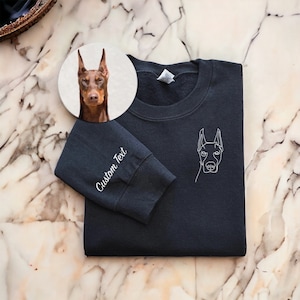 Custom Embroidered Dog Hoodie, Pet Outline, Dog Embroidered Sweatshirt for Dog Lover, Custom Photo Portrait Sweatshirt, Dog Mom Line Art