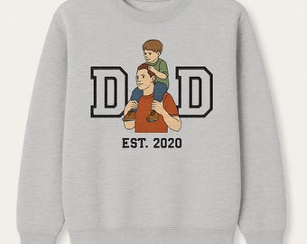 Individuell gesticktes Foto Dad Sweatshirt, Individuell gesticktes Vatertags-Sweatshirt mit Rundhalsausschnitt von Portrait, besticktes Familien-Hemd