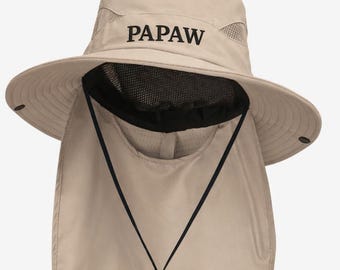 Embroidered Sun Fishing Hat with Neck Flap for Men Women UV Sun Protection Bucket Hat