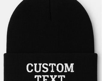 Embroidered custom text  Beanie, Personalized with Text or Logo, Winter Hat