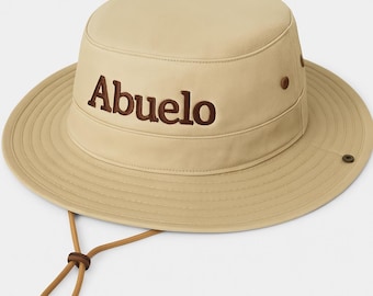 Personalizowany haftowany kapelusz wędkarski, kapelusz przeciwsłoneczny Abuelo, kapelusz typu bucket hat Abuelo, prezent dla taty lub dziadka, prezent dla abuelo, prezent dla rybaka, kapelusz typu boonie z filtrem UPF50