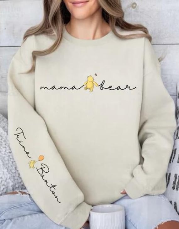 Custom Mothers Day Sweatshirt With Names, Winnie the Pooh Mothers