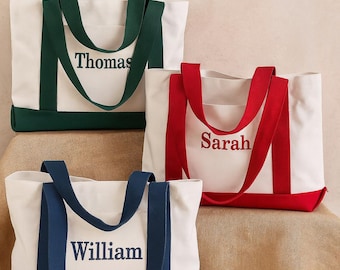 Embroidered Personalized Tote Bag - Gift for Her, Gift for Mom, Bridesmaid Gift, Bride Gift, Travel Bag, Personalized Gift