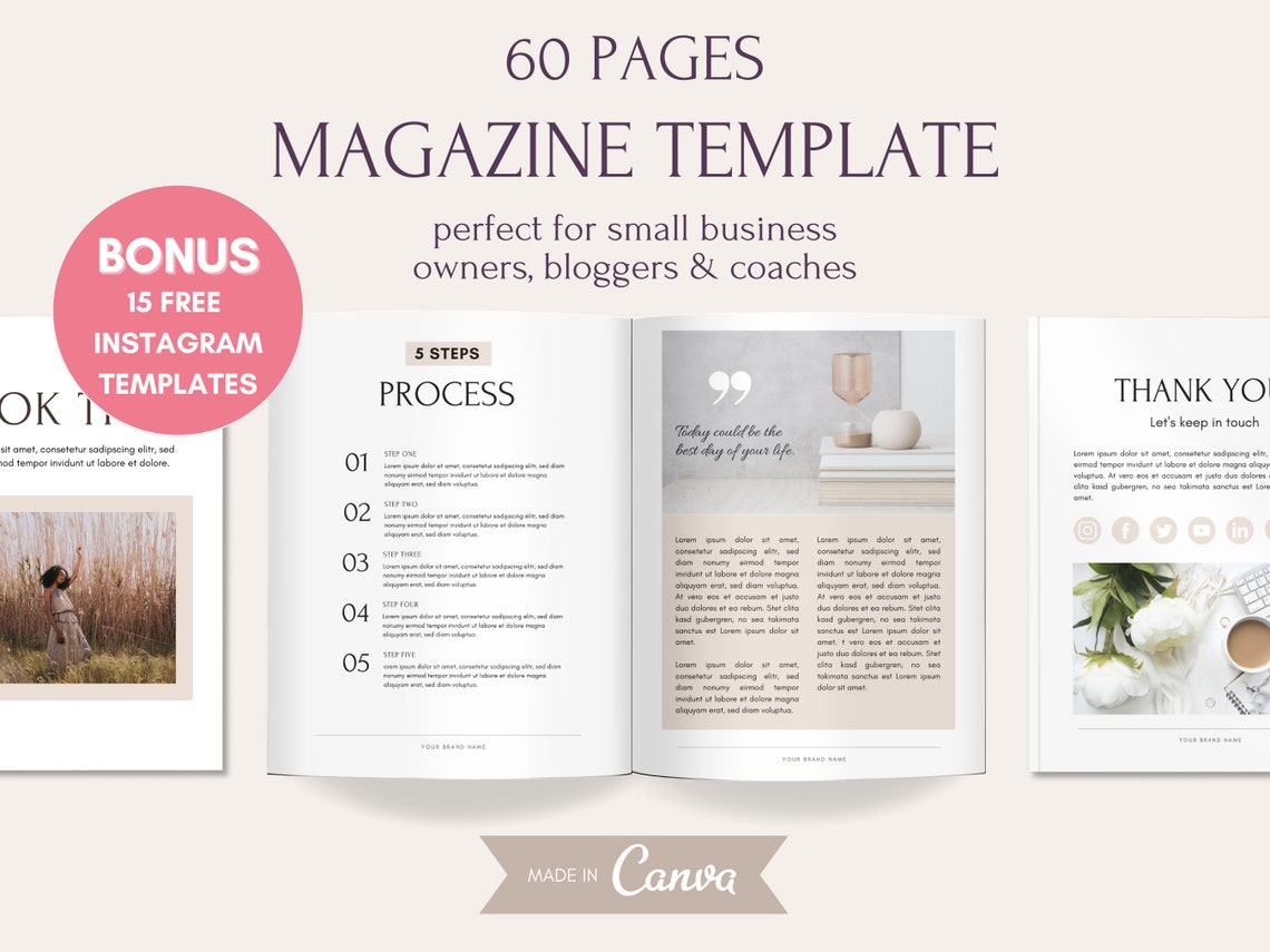Magazine Template Canva Ebook Template Workbook Template Coaching