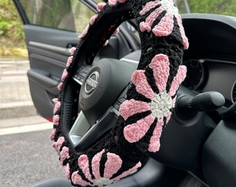 Flower Steering Wheel Cover,Crochet Steer Wheel Cover,Cute Steer Wheel Cover For Women,Car accessories,Mother's Day Gifts,New Car Gifts