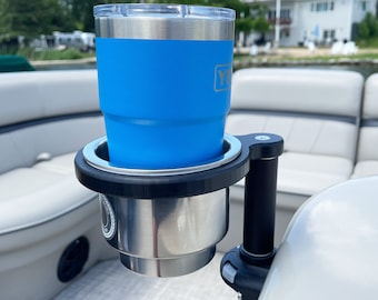 Boat cup holders with mounting system. Add Cup Holders to any flat or vertical surface.  SandBar® Compatible.